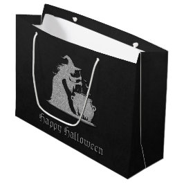 Zilveren heks en ketel Halloween Groot Cadeauzakje
