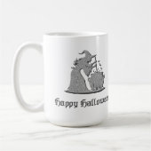 Zilveren heks en ketel Halloween Koffiemok (Links)