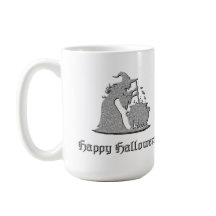 Zilveren heks en ketel Halloween