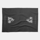 Zilveren heks en ketel Halloween Theedoek (Horizontaal)