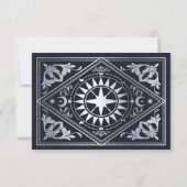 Zilveren Hemelse Art Nouveau Tarot Gotische bruilo RSVP Kaartje (Achterkant)