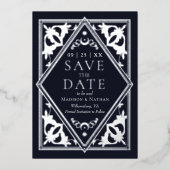 Zilveren Hemelse Tarot Gotische Foto Bewaar de Dat Folie Uitnodiging (Voorkant)