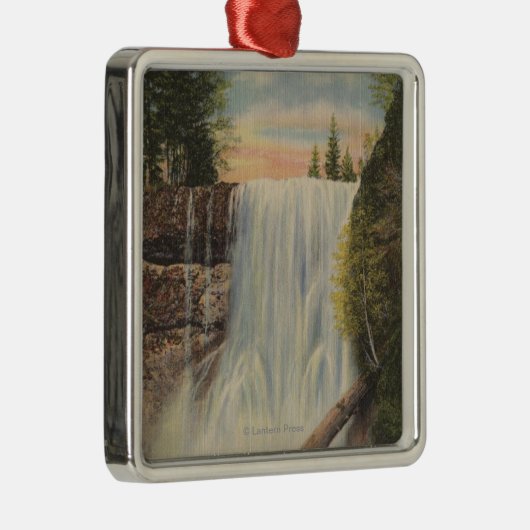 Zilveren Herfsten op Silver Creek, Oregon Uitzicht Metalen Ornament (Rechts)