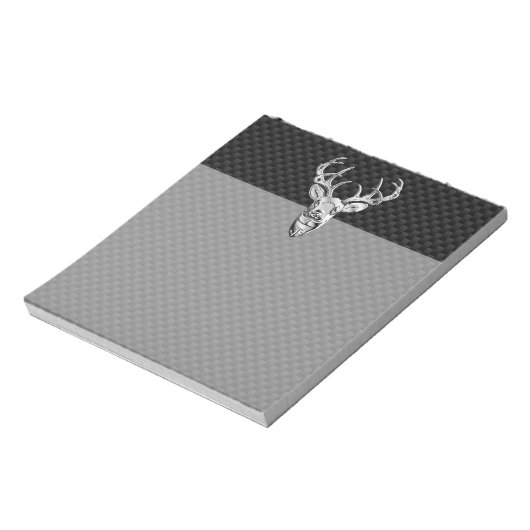 Zilveren hert op koolstofvezel decor notitieblok (Linkerzijde)