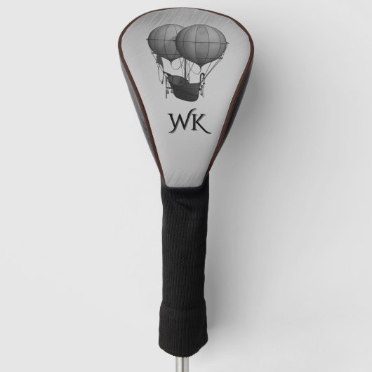 Zilveren heteluchtballonnen met scheepsmonogram golfheadcover (Voorkant)