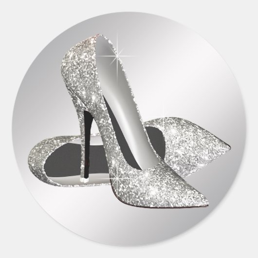 Zilveren High Heel Shoe Stickers (Voorkant)