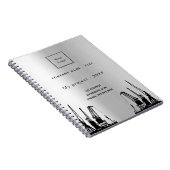 Zilveren hijskranen bedrijfslogo notitieboek (Rechterzijde)