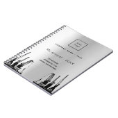 Zilveren hijskranen bedrijfslogo notitieboek (Linkerzijde)