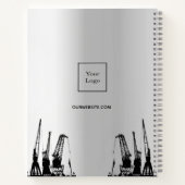 Zilveren hijskranen bedrijfslogo notitieboek (Achterkant)