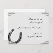 Zilveren Hoefijzer op witte bruiloft Save the Date (Voorkant / Achterkant)
