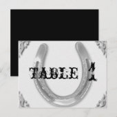 Zilveren Hoefijzer op witte huwelijkstafel nummer Briefkaart (Voorkant / Achterkant)