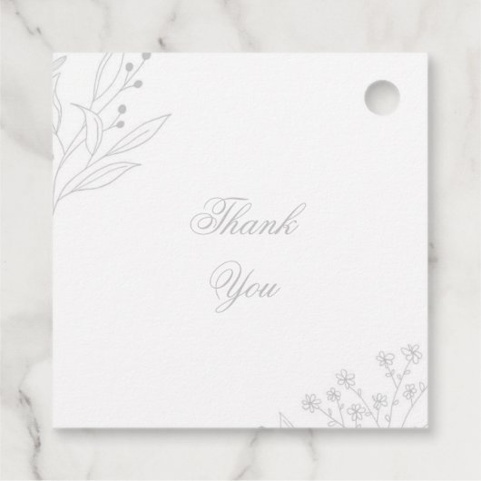 Zilveren hoek Floral Boho bruiloft Bedankjes Labels (Achterkant)