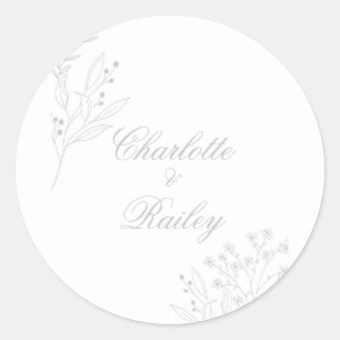 Zilveren hoek Floral Boho bruiloft Ronde Sticker