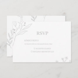 Zilveren hoek Floral Boho RSVP Kaartje