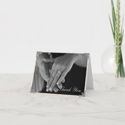 Zilveren Hoek Floreer Dankkaart Bedankkaart (Voorkant)