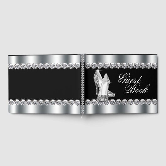 Zilveren Hoge Hak Schoen Verjaardagsfeest Gastboek Gastenboek (Volledig)