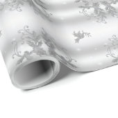 Zilveren Holly en Duif Cadeaupapier (Rol Hoek)