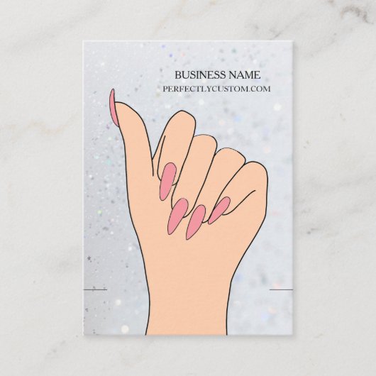 Zilveren Holografische Glitter Armband Display Kaa Visitekaartje (Voorkant)