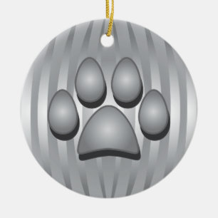 Zilveren Hond Bone en Paw Kerst Ornament