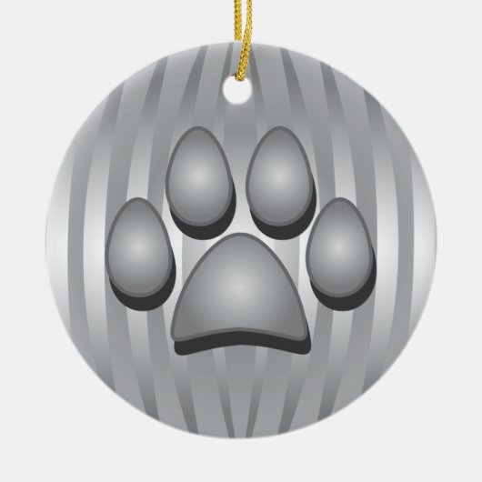 Zilveren Hond Bone en Paw Kerst Ornament (Voorkant)