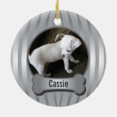 Zilveren Hond Bone en Paw Kerst Ornament (Achterkant)