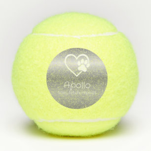 Zilveren Hond Naam Tennisbal 'gooien, apporteren, Tennisballen