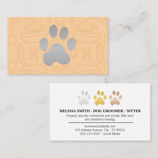 Zilveren Hond Poot  Visitekaartje (Voorkant / Achterkant)