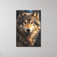 Zilveren Hout | Wolf Wildlife Kunst | Opgespannen