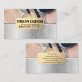 Zilveren houten korrellijnen | Make-up en borstels Visitekaartje (Voorkant / Achterkant)
