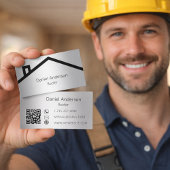 Zilveren huis dak moderne QR-code Visitekaartje