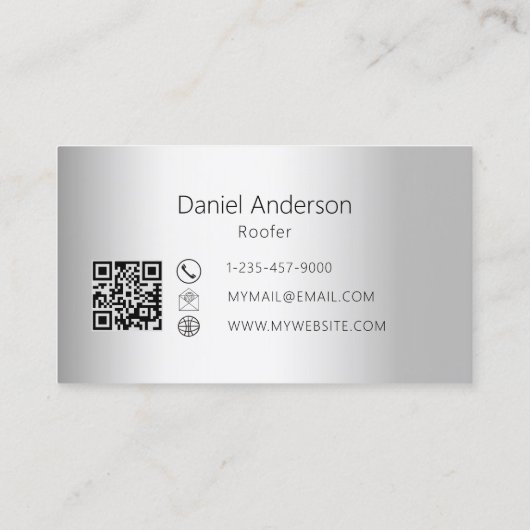 Zilveren huis dak moderne QR-code Visitekaartje (Achterkant)