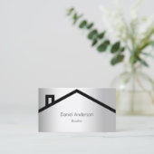 Zilveren huis dak moderne QR-code Visitekaartje (Staand voorkant)