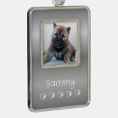 Zilveren huisdier foto ornament - Verticale lijst, (Rechts)