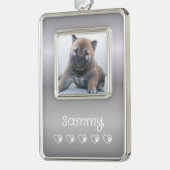 Zilveren huisdier foto ornament - Verticale lijst, (Links)