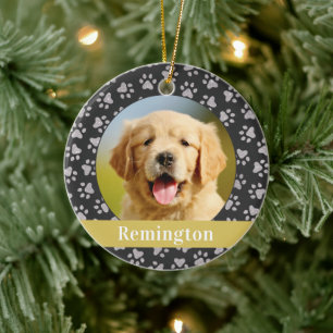 Zilveren huisdierpootafdrukken Gouden aangepaste h Keramisch Ornament
