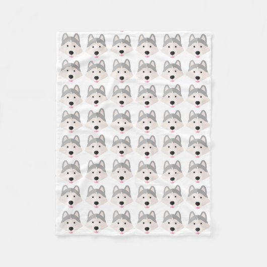 Zilveren Husky Love fleece deken (Voorkant)