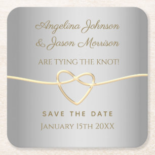 Zilveren Huwelijk Save The Date Kartonnen Onderzetters