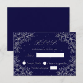 Zilveren Huwelijks RSVP met Sierlijke Bloemgrafiek Kaartje