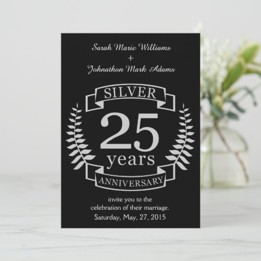 Zilveren huwelijksjubileum 25 jaar kaart (Staand voorkant)