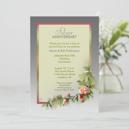 zilveren huwelijksjubileum - 25 jaar kaart (Staand voorkant)