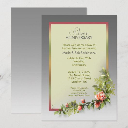 zilveren huwelijksjubileum - 25 jaar kaart (Voorkant / Achterkant)