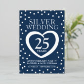 Zilveren huwelijksjubileum 25ste verjaardagsfeest  folie uitnodiging (Staand Voorkant)