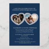 Zilveren huwelijksjubileum 25ste verjaardagsfeest  folie uitnodiging (Achterkant)