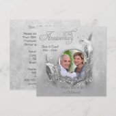 Zilveren Huwelijksjubileum Calla Foto Uitnodiging (Voorkant / Achterkant)