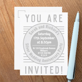 Zilveren Huwelijksjubileum Feest Uitnodiging Briefkaart