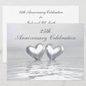 Zilveren Huwelijksjubileum Harten Kaart (Voorkant / Achterkant)