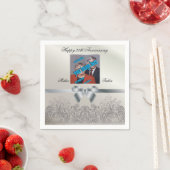 Zilveren Huwelijksjubileum Mooie Retro Ontwerp Servet (Insitu)