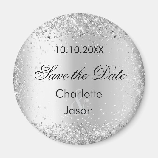 Zilveren huwelijksjubileum Save the Date Magneet (Voorkant)