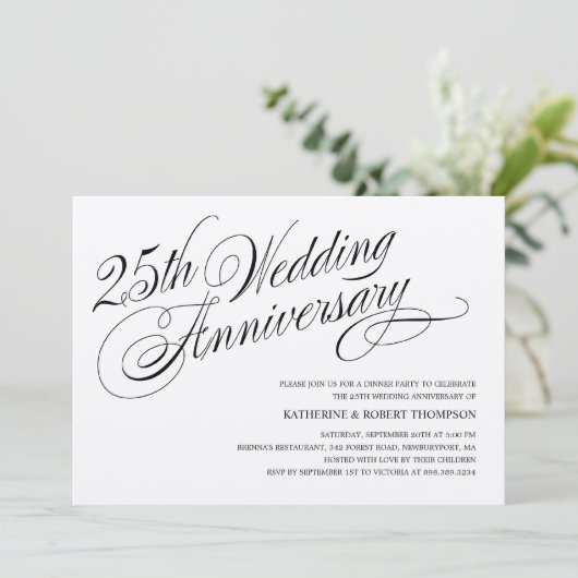 Zilveren Huwelijksjubileum Uitnodigingen (Staand voorkant)