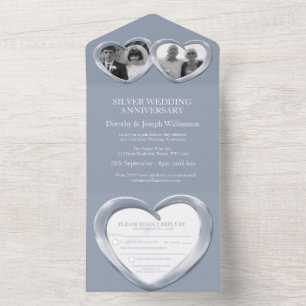 Zilveren huwelijksverjaardag 25 jaar feest eveneme all in one uitnodiging